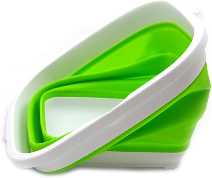 SAMMART Set of 2-11L (2.9 Gallon) Collapsible Rectangular Handy Basket/Bucket (2, Green)