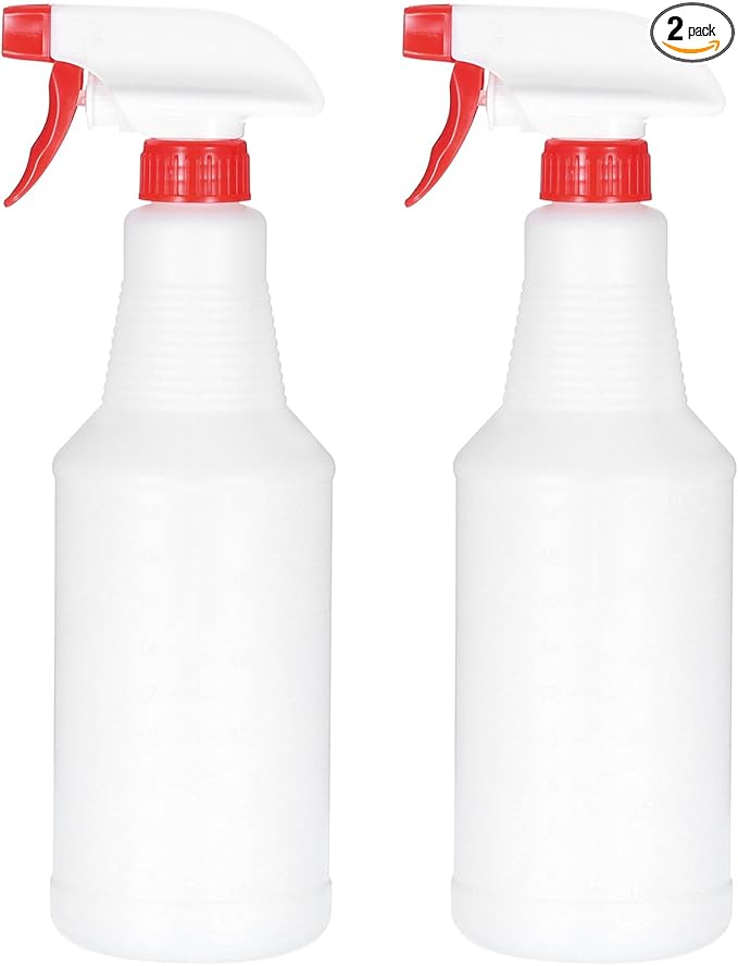 PATIKIL 750ml/24oz Plastic Spray Bottles, 2pcs Adjustable Nozzle Refillable Leak Proof Empty Water Mist Stream Sprayer for Cleaning Solutions Plants Hair, Red