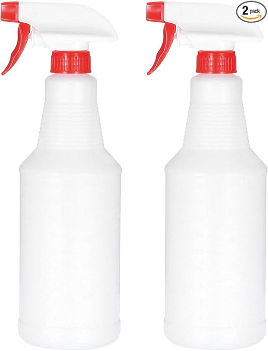 PATIKIL 750ml/24oz Plastic Spray Bottles, 2pcs Adjustable Nozzle Refillable Leak Proof Empty Water Mist Stream Sprayer for Cleaning Solutions Plants Hair, Red