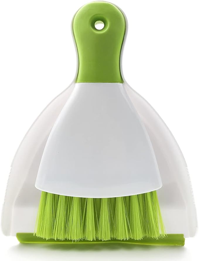 Dust Pan Broom Brush Dustpan - Dustpan and Brush Set, Mini Dust Pans with Brushes, Handheld Broom Cleaning for Tables, Keyboards, Guinea Pig Cage, and Cat Litter, etc.(Green