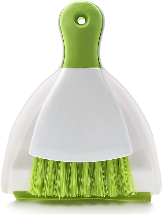 Dust Pan Broom Brush Dustpan - Dustpan and Brush Set, Mini Dust Pans with Brushes, Handheld Broom Cleaning for Tables, Keyboards, Guinea Pig Cage, and Cat Litter, etc.(Green