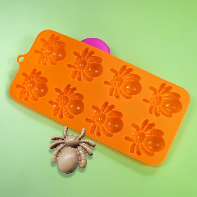 mostsom Chocolate Mold Halloween Silicone Baking Mold Spider Shape Silicone Cake Mold for Chocolate, Cupcakes, Candy, Cookies, Soap, Gummy, Jelly (I_8.88x4.04x0.6 inch)
