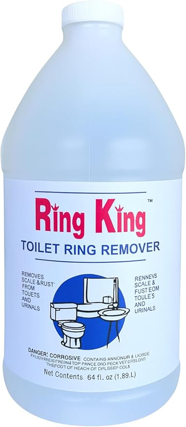 Ring King Toilet Bowl Cleaners | 64oz Toilet Bowl Cleaner Liquid Fast Acting Bathroom Cleaner For Calcium, Water, Rust, Red Clay & Lime Stains – No Scrubbing
