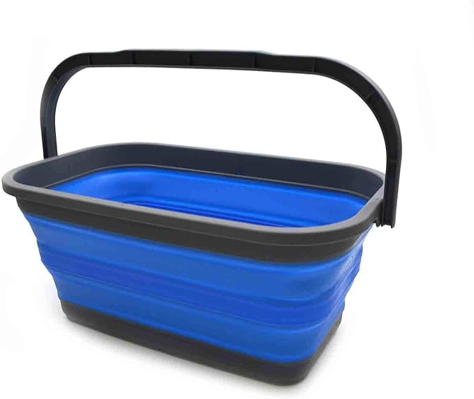 SAMMART 11.6L (3.06 Gallon) Collapsible Rectangular Handy Basket/Bucket (Blue, 1)