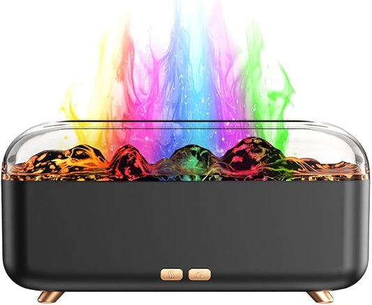 Colorful Flame Essential Oil Diffuser, Mist Humidifier, Aroma Diffuser with Timing Auto-Off 300ml (Black