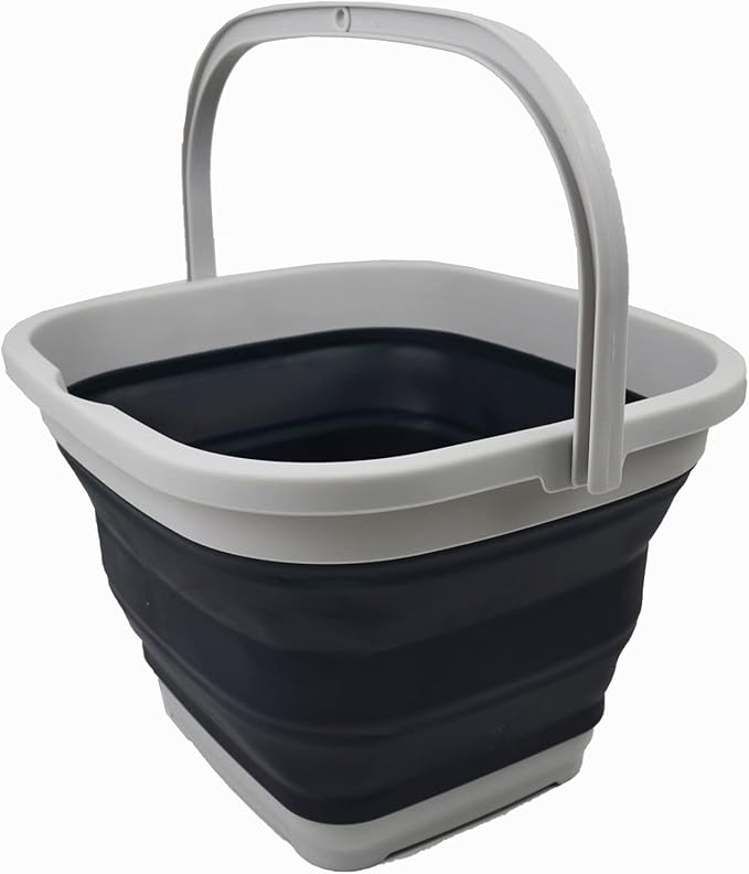 SAMMART 11L (2.9 Gallon) Collapsible Rectangular Handy Bucket (1, Grey/Slate Grey)