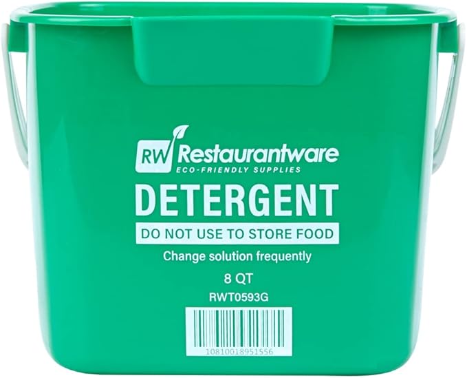 Restaurantware-RW Clean 8 Quart Cleaning Bucket, 1 Detergent Square Bucket - With Measurements, Built-In Spout And Handle, Green Plastic Utility Bucket, For Home Or Commercial Use,