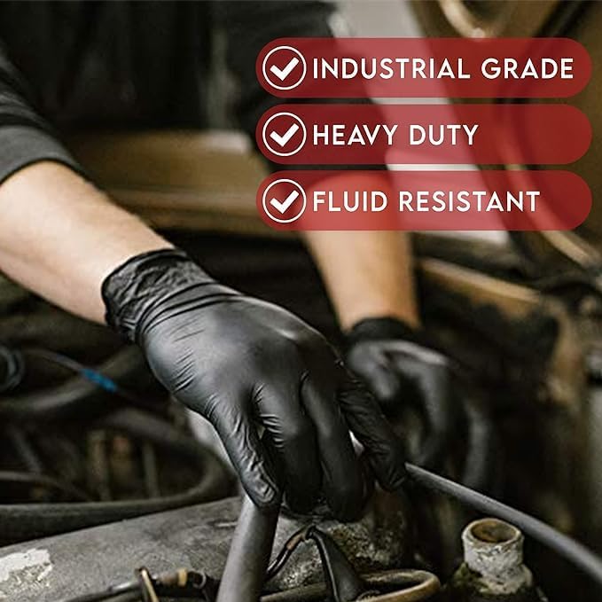 Black Nitrile Gloves Disposable Latex Free & Powder Free, 4 Mil Rubber Glove, Cleaning, Cooking, Mechanic(XS-XXL)