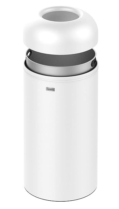 71 Liter / 18.8 Gallon Commercial Open Top Trash Can, Big Capacity, Brushed Stainless Steel（White