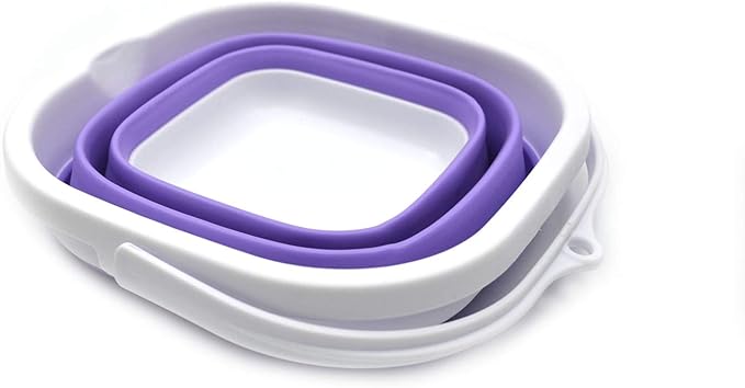 SAMMART 2.6L (0.68 Gallon) Super Mini Sqare Collapsible Plastic Bucket - Foldable Square Tub - Portable Fishing Water Pail - Space Saving Outdoor Waterpot (1, Lt. Purple)
