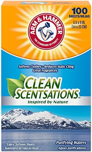 ARM & HAMMER Fabric Softener Sheets, 100 sheets, Purifying Waters