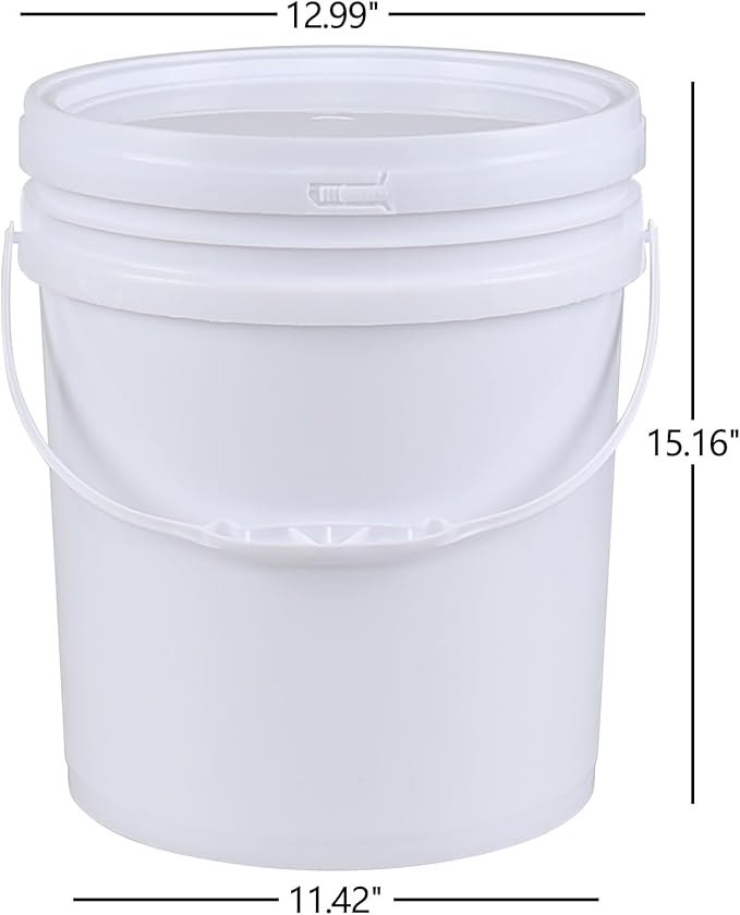 Anbers 7 Gallon Food Grade Buckets with Seal Lids, 4-Pack Round Plastic Bucket Pail with Handle, White