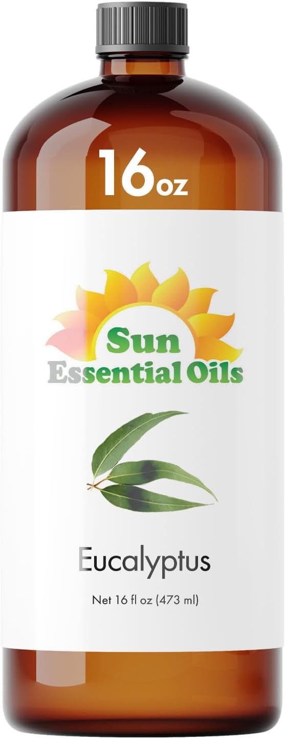Sun Essentials Oils - 16 oz Eucalyptus Essential Oil with Dropper for Diffuser, Skin, Aromatherapy Massage, Humidifier, Scent for Candle, Lotion & Soap Making at Home, Fragrance for Room