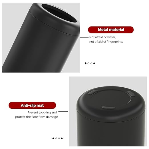 Black BathroomTrash can,10L/2.6GAL,Open Top Wastebasket Bin,Garbage Can for Bathroom,Living Room,Office,Kitchen,Bedroom,Hotel (Black)