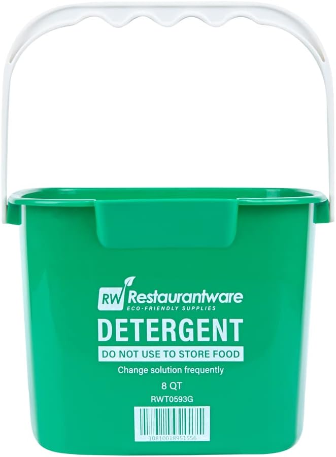 Restaurantware-RW Clean 8 Quart Cleaning Bucket, 1 Detergent Square Bucket - With Measurements, Built-In Spout And Handle, Green Plastic Utility Bucket, For Home Or Commercial Use,