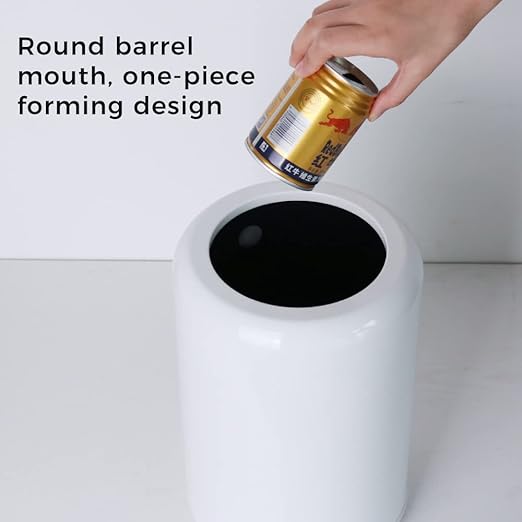 White Open Top Trash can,10L/2.6GAL, Wastebasket Bin,Garbage Can for Bathroom,Living Room,Office,Kitchen,Bedroom,Hotel (White)