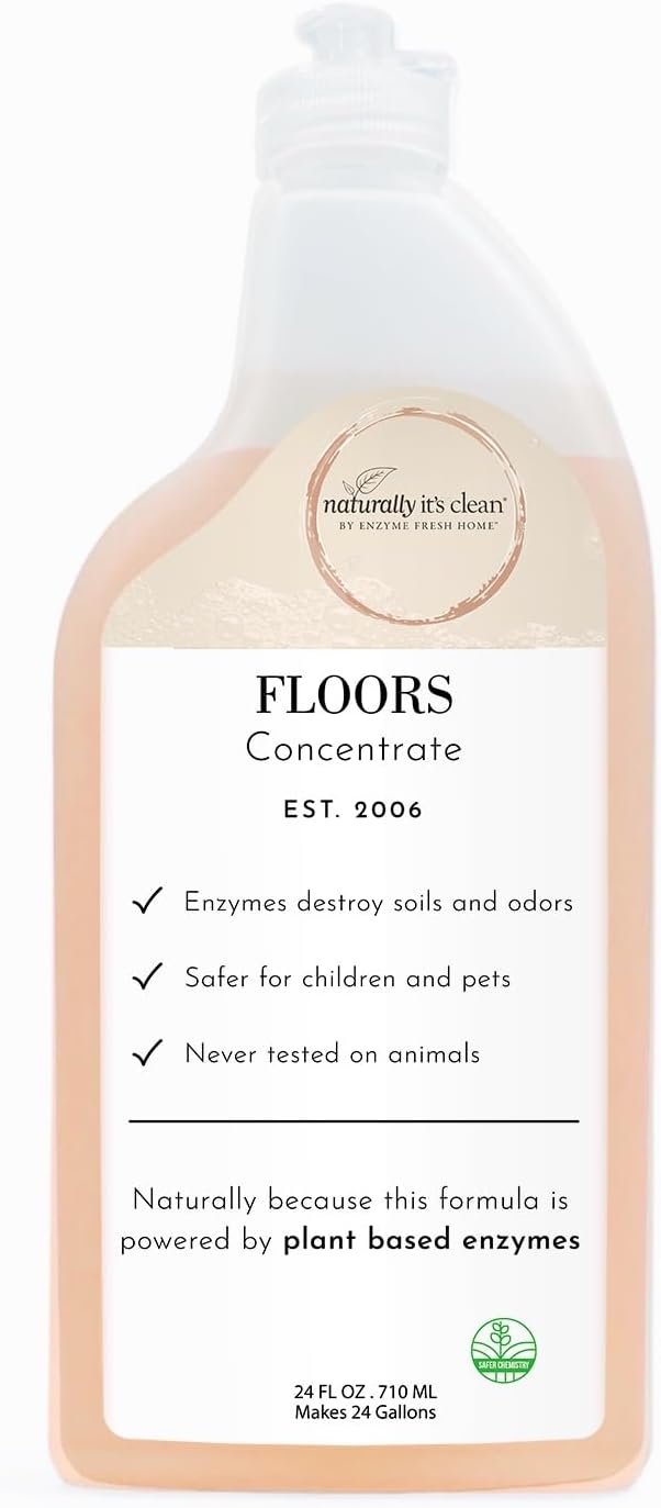 naturally it's clean Floor Cleaner Concentrate | Makes 24 Gallons | Safe for All Floor Types | Hardwood & Tile Floor Cleaner | pH Neutral & Biodegradable | Kids & Pets Safe | No Rinse, Destroys Odors