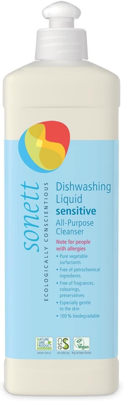 Sonett Organic Dishwashing Liquid, All Purpose Cleaner Sensitive Skin For People With Allergies 17 Fl.Oz (Pack of 6))