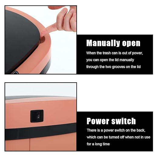 BestOffice | 13 Gallon Stainless Steel Trash Can with Lid | Pink | Automatic Touchless Garbage Can | Odor Control | Modern Oval Design | Easy to Clean | Fits Any Kitchen, Bathroom, Office or Home