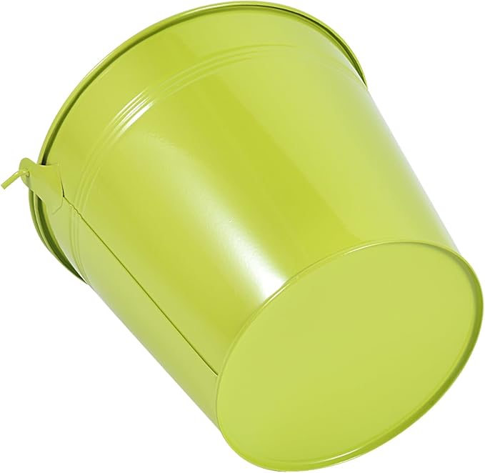 OBTANIM 7 Pack Green Metal Buckets with Handle Galvanized Ice Pails for Plants, Succulents, Party Favors Organizing, Rustic Home Decor or Classrooms Pencil Storage (7.1 x 5.2 inch)