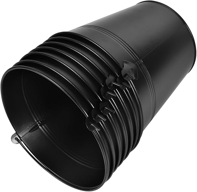 OBTANIM 7 Pack Black Metal Buckets with Handle Galvanized Ice Pails for Plants, Succulents, Party Favors Organizing, Rustic Home Decor or Classrooms Pencil Storage (7.1 x 5.2 inch)