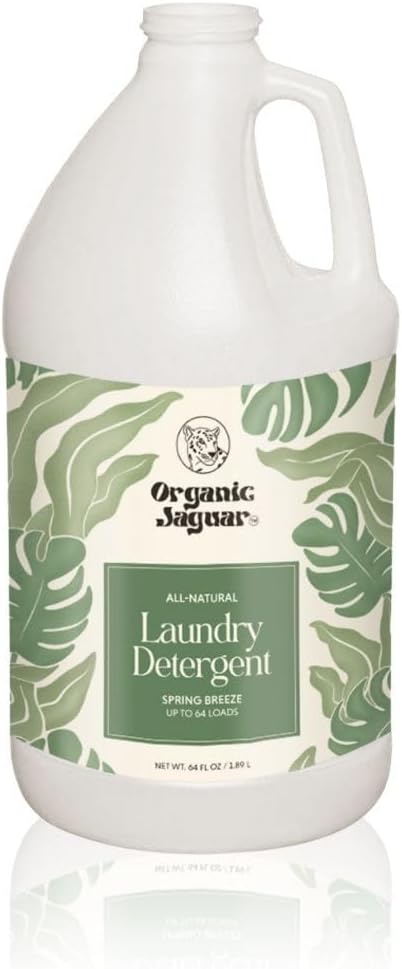 Organic Jaguar Laundry Detergent, Spring Breeze, Up to 64 Loads, 100% Natural Formula with Essential Oils, Gentle & Effective Formula Without Harsh Ingredients, Paraben & Sulfate Free, Natural Scent