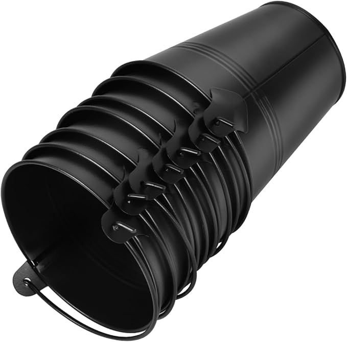 OBTANIM 7 Pack Black Metal Buckets with Handle Galvanized Ice Pails for Plants, Succulents, Party Favors Organizing, Rustic Home Decor or Classrooms Pencil Storage (4 x 2.8 inch)