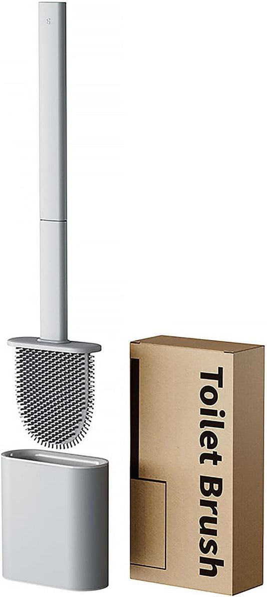 RV Silicone Toilet Brush with TPR Bristles & Detachable ABS Handle Set, Landing & Wall Mountable Toilet Bowl Brush for Space-Saving RV Bathrooms Flexible 360°Deep Cleaners Brushes (Gray)