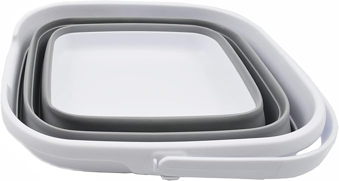 SAMMART 10L (2.6 Gallon) Collapsible Rectangular Handy Bucket (White/Grey, 1)