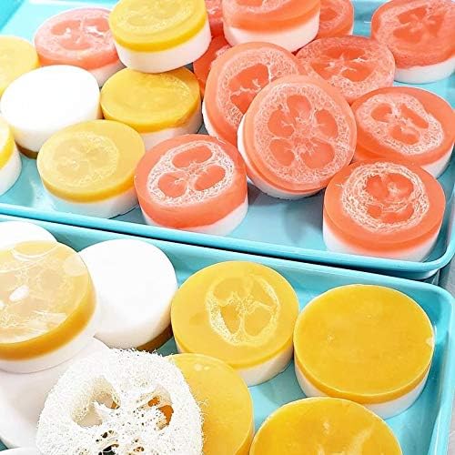 Big Round Silicone Soap Mold - 4oz, 3'' Round, Thick Individual Loofah Soap Molds with Uniform Big Size and Ease of Use - 14" x 11"