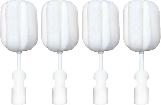 4 PCS Sponge Bottle Brushes Replacement Head Soft Sponge Brush Heads Environmental Protection Cup Cleaner Brush Refill Heads Without Handle (Brush Head 4PCS)
