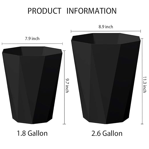 2 Pack Bathroom Trash Can 2.6 Gallon Small Garbage Can Waste Basket for Bedroom Office Dorm, Blue Black