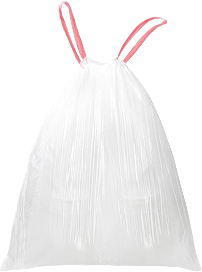 2.6 Gallon Trash Bag Drawstring, Small Garbage Bags 2.6 Gal, 1.18Mil Thickness, 40x50cm, 4.9g/pcs, Pack of 68, Unscented, Clear