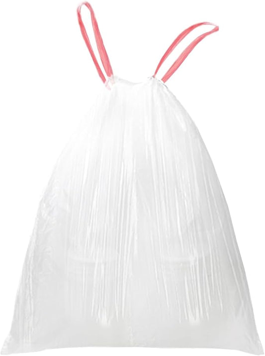 8 Gallon Trash Bags Drawstring, Pack of 40, 8 gal Garbage Bags, 55x65cm Size, 8.4g/pcs, Unscented, White