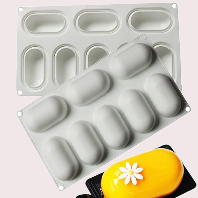 8 Slots 3D Oval Shape Silicone Soap Mould Handmade Jelly Maker Cake Mold Tool