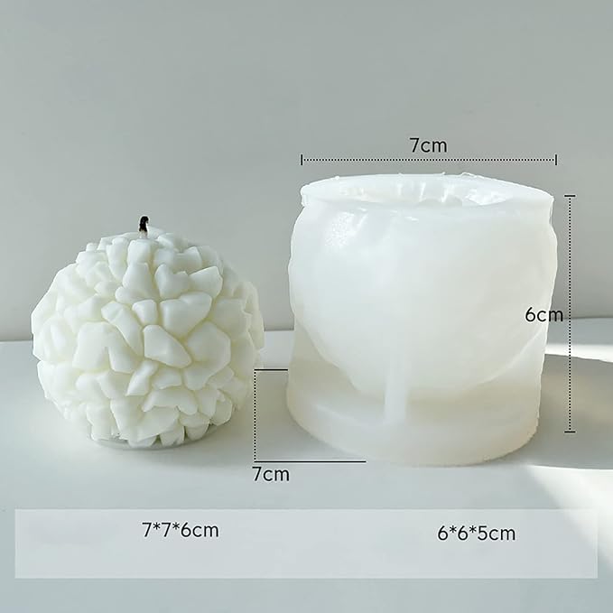 Rock Shape Candle Mold - Spike Ball Silicone Mold for Resin Casting, Clay, and Candle Making - 3D Craft Supplies