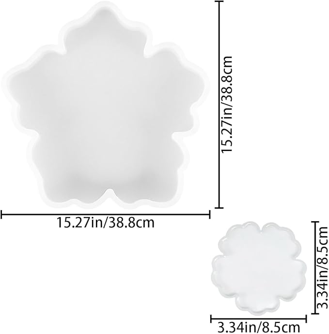 6 PCS Flower Silicone Resin Molds Large Resin Tray Mold Flower Shape Coaster Molds Flowers Shape Epoxy Casting Mold Cherry Blossom DIY Coaster Mould for Home Decoration
