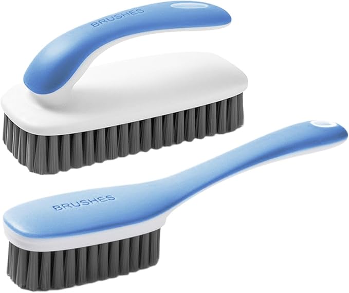 Laundry Brush for Stain Removal, 2X Clothes Scrubbing Brush, Laundry Brush Shoe Brush Shoe Cleaning Brush Scrub, Ergonomic Grip, Multi-Purpose Cleaning Tool, Bathroom Supplies for Fabric Clothes