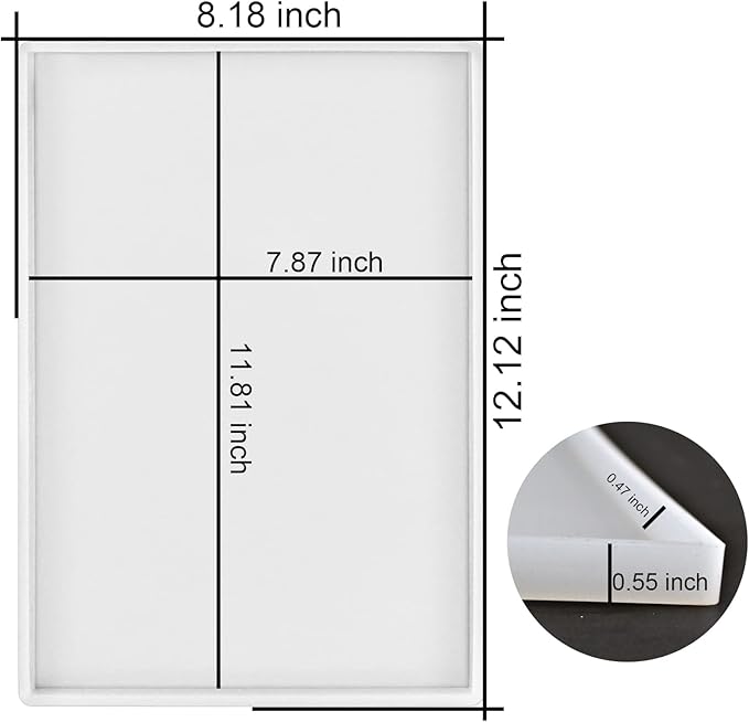 RESINWORLD Silicone Large Deep Flat Tray Mold with Handles, Rectangle Mold for Resin Casting