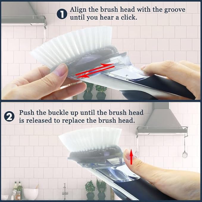 Brush Refills for OXO Dish Brush - 6 Pack Dish Brush Cleaning Soap Dispensing Head Replacement for Scrubber(Grey)