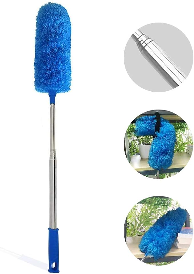 DELUX Microfiber Feather Duster Extendable Duster with 100 inches Extra Long Pole, Bendable Head & Long Handle Dusters for Cleaning Ceiling Fan, High Ceiling, Blinds, Furniture & Cars