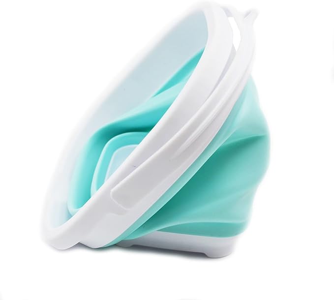 SAMMART 2.6L (0.68 Gallon) Super Mini Sqare Collapsible Plastic Bucket - Foldable Square Tub - Portable Fishing Water Pail - 2 Pieces Box Pack (Lake Green & Pink)