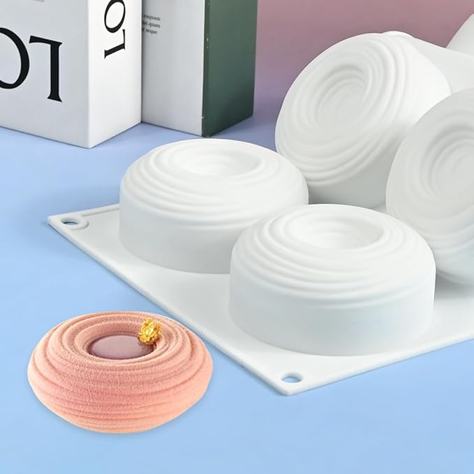 mostsom Silicone Molds for Baking Non-Stick Candy, Chocolate, Cookie, Oreo, Mini Soap, Pudding, Jello, Muffin, Dog Treats Ideal for Cupcakes, Ice Cubes, and Jelly Mold (C_ Spiral Circles)