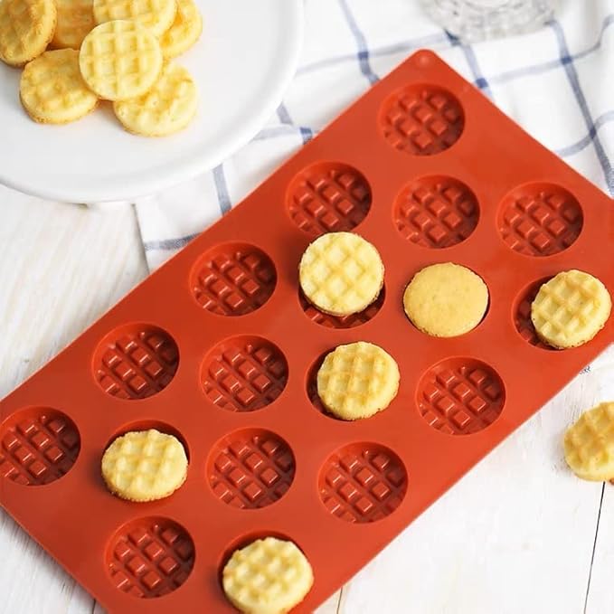 Silicone Waffle Mold Set, 2PCS/Set 20 Cavity Mini Silicone Waffle Mold Waffle Making Mold, Non-stick Cake Cookie Chocolate Making Mold for Baking