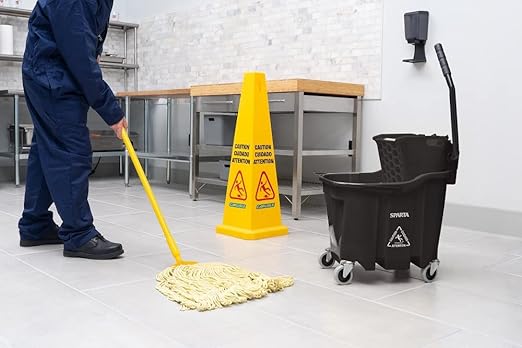 Carlisle FoodService Products Omnifit Mop Bucket with Side Press Wringer for Floor Cleaning, Kitchens, Restaurants, Office, And Janitorial Use, Polypropylene (Pp), 35 Quarts, Black