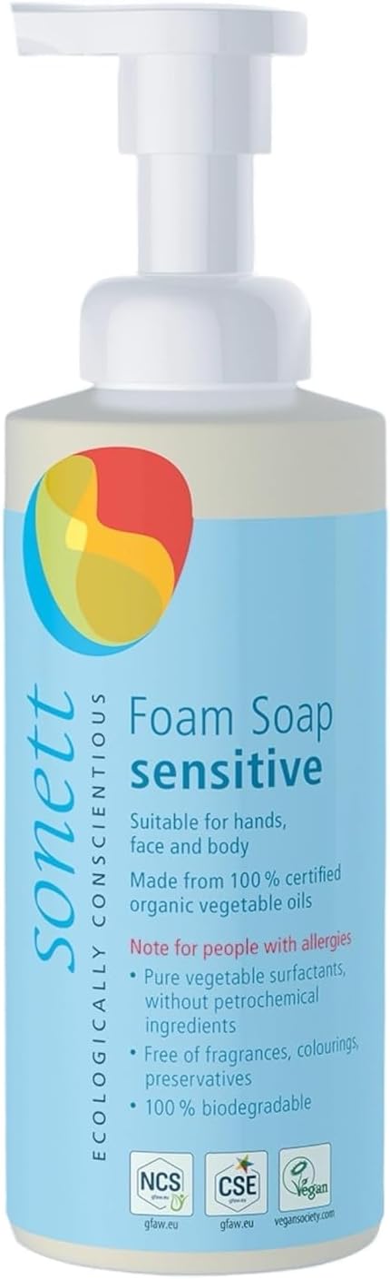 Sonett Organic Sensitive Line: Hand Soap, Dishwashing Liquid, Laundry Liquid for Wool & Silk, Foam Soap - Eco-Friendly, Hypoallergenic, Biodegradable