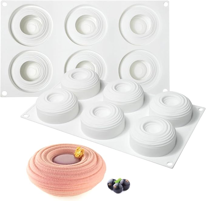 mostsom Silicone Molds for Baking Non-Stick Candy, Chocolate, Cookie, Oreo, Mini Soap, Pudding, Jello, Muffin, Dog Treats Ideal for Cupcakes, Ice Cubes, and Jelly Mold (C_ Spiral Circles)