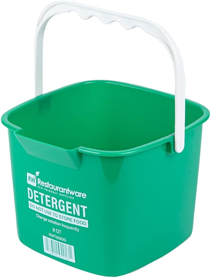 Restaurantware-RW Clean 8 Quart Cleaning Bucket, 1 Detergent Square Bucket - With Measurements, Built-In Spout And Handle, Green Plastic Utility Bucket, For Home Or Commercial Use,