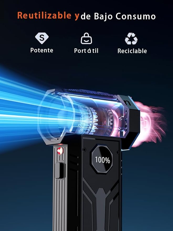 Electric Air Duster - 130,000RPM Ultra Power Cordless Air Duster, 100-Gear Adjustable Mini Blower with Quick Charge for Computers, Keyboards, Houses, Outdoors and Cars