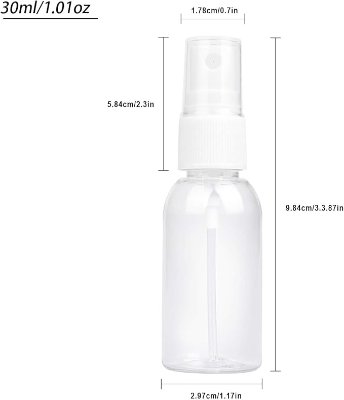 TRENDBOX 12 Pack Empty Transparent Plastic Fine Mist Spray Bottle 30 ml (1 oz)